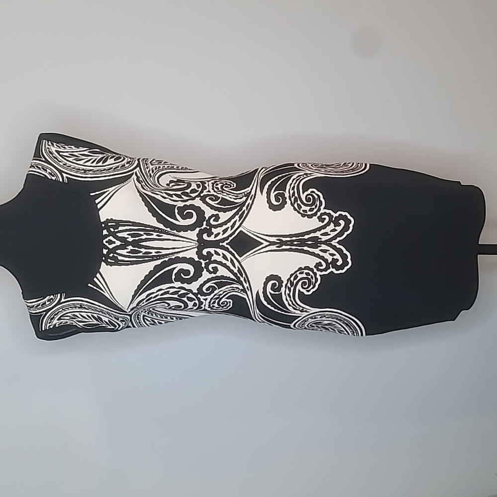 Guess Monochrome Black And WhitePatterned Zipper Dress